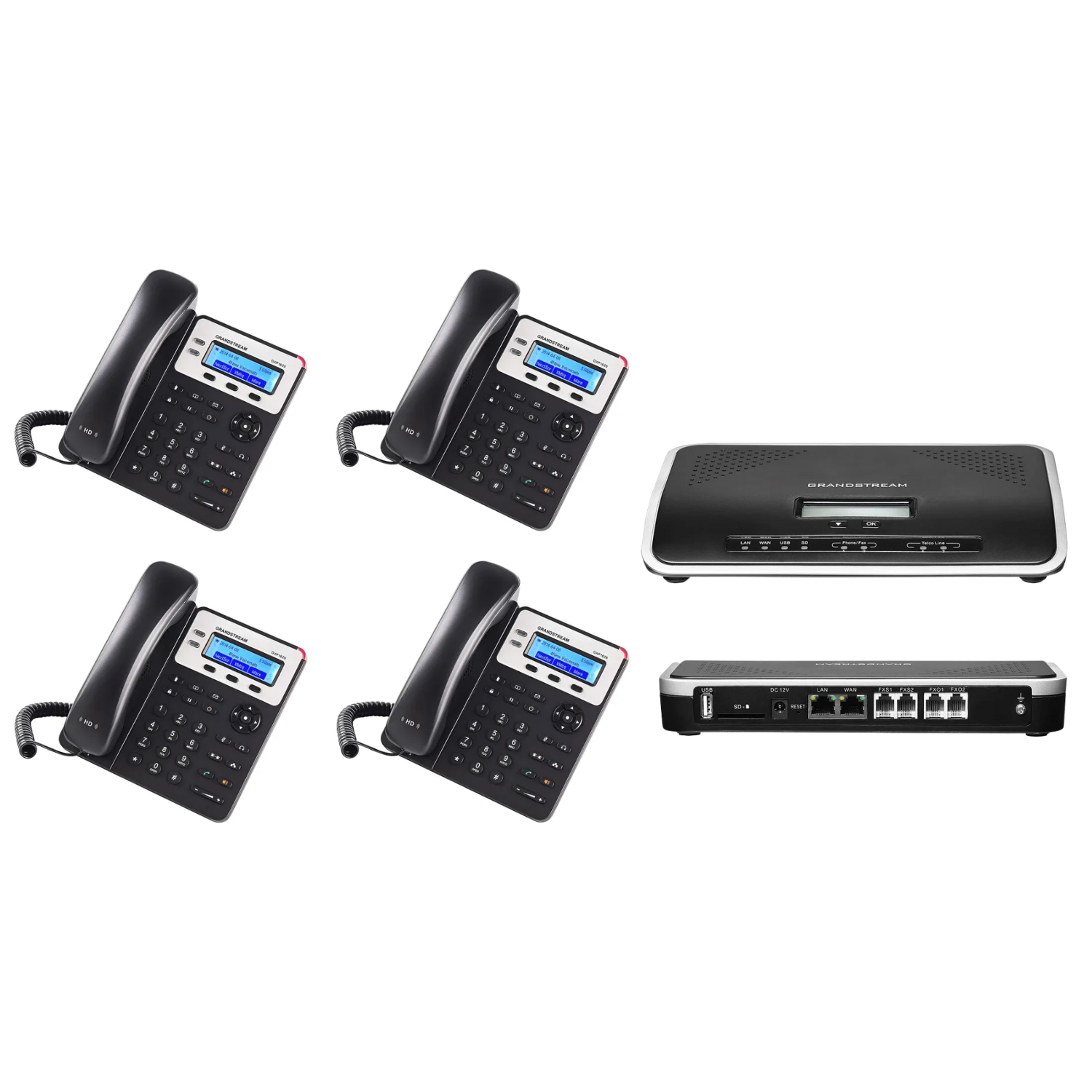 Kit de Telefonía IP Grandstream: Central UCM6204 + 4 Teléfonos GXP1625 (Seminuevo - Estado 10/10)