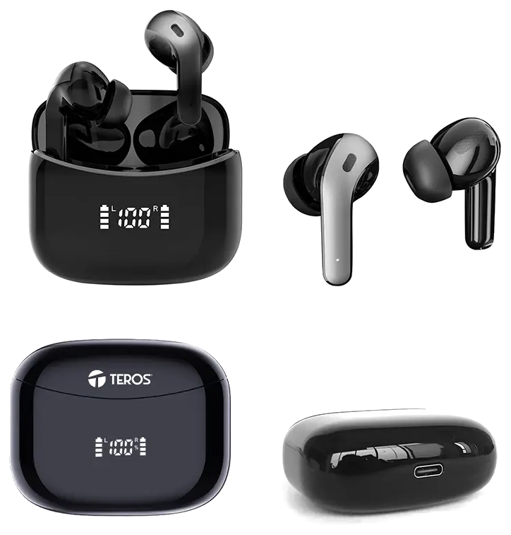 Audífonos TWS TEROS TE-8074N, BT 5.3, USB, Pantalla digital - Imagen 2